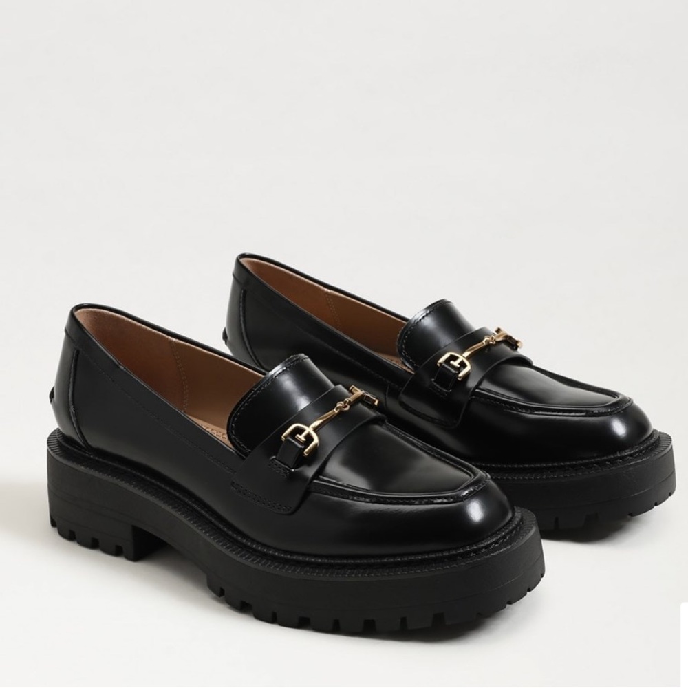 Sam Edelman Platform Black Leather Loafers